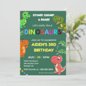 恐竜の誕生日招待状(編集可能) 招待状 (スタンド正面)