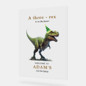 恐竜の誕生日招待状、3レックスの誕生日 アクリルサイン (傾斜)