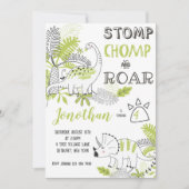恐竜の誕生日招待状、Stomps Chomp Roar 招待状 (正面)