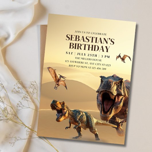 恐竜の誕生日招待状、Tレックス恐竜の誕生日 招待状