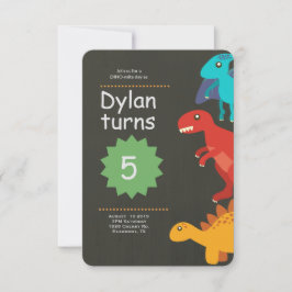 恐竜の誕生日招待状、T-Rexの誕生日パーティー 招待状