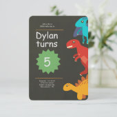 恐竜の誕生日招待、Tレックス誕生日パーティー 招待状 (スタンド正面)