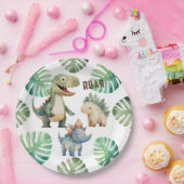 恐竜の誕生日水彩 ペーパープレート (パーティー)