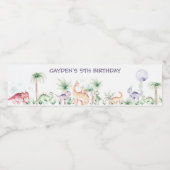 恐竜の誕生日水瓶標識テンプレート ペットボトルラベル (シングルラベル)