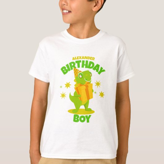 恐竜の誕生日男の子用Tシャツをカスタマイズ Tシャツ (正面)