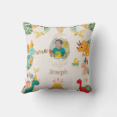 恐竜の誕生日装飾用クッション – 名前&写真 クッション (裏面)