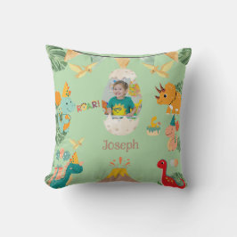 恐竜の誕生日装飾用クッション – 名前&写真 クッション