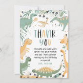 恐竜の誕生日3つのレックスサンキューボーイディノ 招待状 (正面)