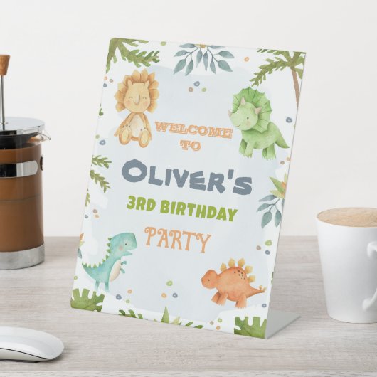 恐竜の誕生日、ウェルカムペデスタルサイン 台座サイン (インサイチュ)