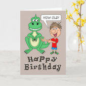 恐竜の誕生日 カード (黄色い花)