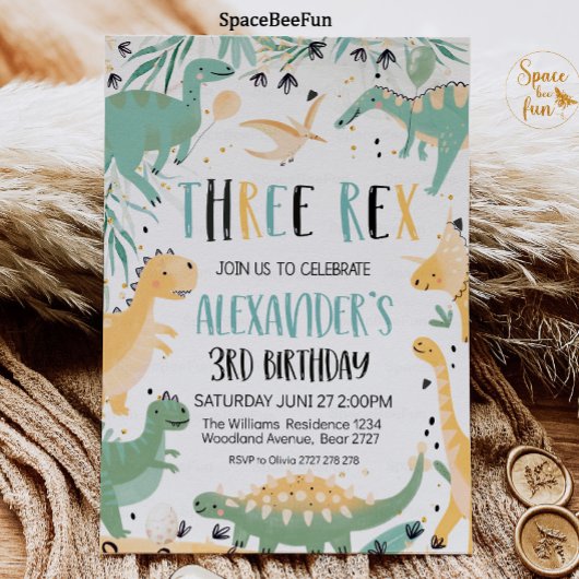 恐竜の誕生日 三レックス 誘導 少年 ディノ 招待状