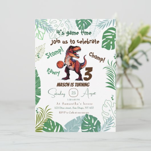 恐竜の誕生日 招待状 (スタンド正面)