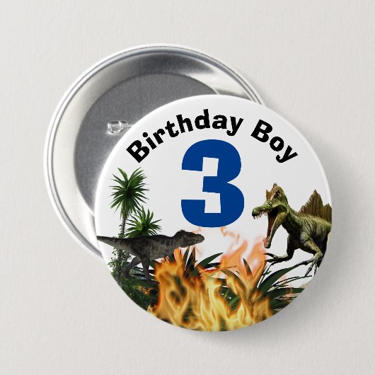 恐竜の誕生日DIY年齢t-レックス先史時代の動物 缶バッジ (正面&裏面)