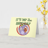 恐竜の誕生日Tシャツとギフト カード (黄色い花)