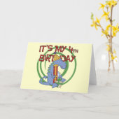 恐竜の誕生日Tシャツとギフト カード (黄色い花)