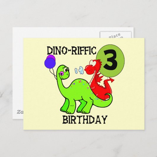 恐竜の誕生日Tシャツとギフト ポストカード (正面/裏面)