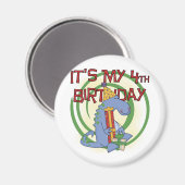 恐竜の誕生日Tシャツとギフト マグネット (正面/裏面)