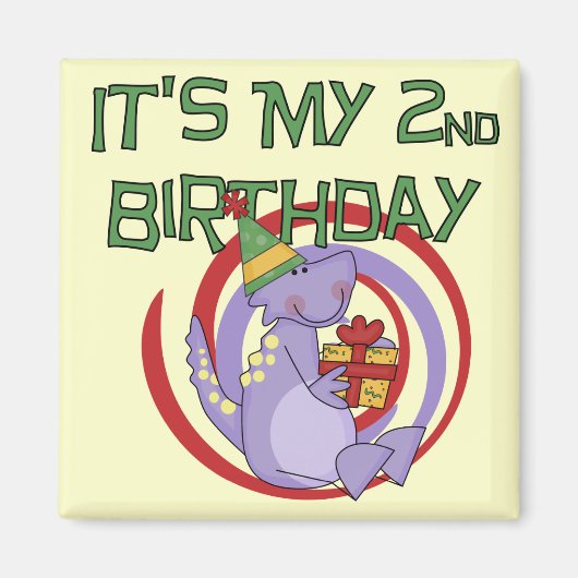 恐竜の誕生日Tシャツとギフト マグネット (正面)