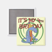 恐竜の誕生日Tシャツとギフト マグネット (正面/裏面)