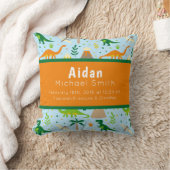 恐竜の誕生Statsの青緑のオレンジの枕 クッション (ブランケット)