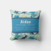 恐竜の誕生Stats海軍枕青のティール(緑がかった色) クッション (正面)