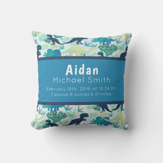 恐竜の誕生Stats海軍枕青のティール（緑がかった色） クッション (正面)