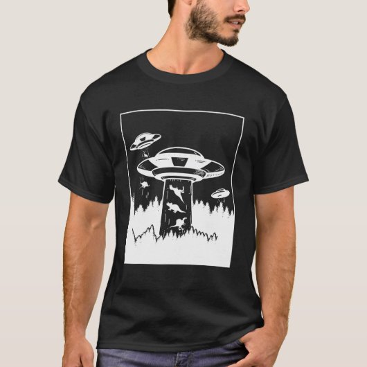 恐竜の誘拐エイリアンSci-Fi Ufo Extraterrestri Tシャツ (正面)