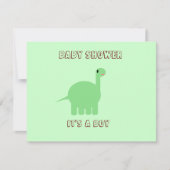 恐竜の赤ちゃんが少年にシャワーを浴びる 案内状 (正面)