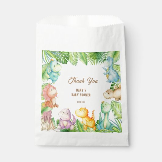 恐竜の赤ちゃんシャワーありがとう フェイバーバッグ (正面)