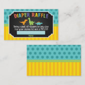 恐竜の赤ちゃんシャワーおむつラッフルカード エンクロージャーカード (正面/裏面)