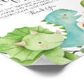 恐竜の赤ちゃんシャワーおむつラッフルサイン ポスター (角)