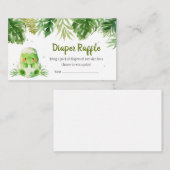 恐竜の赤ちゃんシャワーおむつラッフル エンクロージャーカード (正面/裏面)