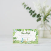 恐竜の赤ちゃんシャワーおむつラッフル エンクロージャーカード (スタンド正面)