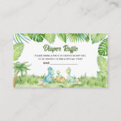 恐竜の赤ちゃんシャワーおむつラッフル エンクロージャーカード (正面)