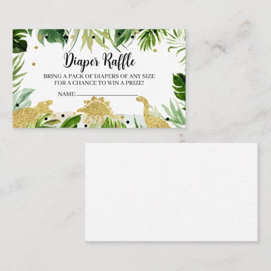 恐竜の赤ちゃんシャワーおむつラッフル 名刺 (正面/裏面)