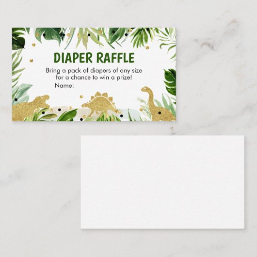 恐竜の赤ちゃんシャワーおむつラッフル 名刺 (正面/裏面)