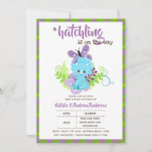 恐竜の赤ちゃんシャワーにハッチリングが行われている 招待状 (正面)