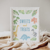 恐竜の赤ちゃんシャワーのスイーツとお菓子のサイン ポスター