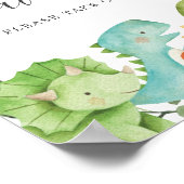 恐竜の赤ちゃんシャワーの好意サイン ポスター (角)