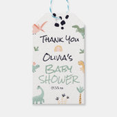 恐竜の赤ちゃんシャワーの方法の小さなディノ ギフトタグ (正面)