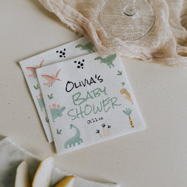 恐竜の赤ちゃんシャワーの方法の小さなディノ スタンダードカクテルナプキン