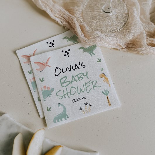 恐竜の赤ちゃんシャワーの方法の小さなディノ スタンダードカクテルナプキン