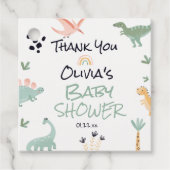 恐竜の赤ちゃんシャワーの方法の小さなディノ フェイバータグ (正面)