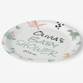 恐竜の赤ちゃんシャワーの方法の少しディノ ペーパープレート (アングル)