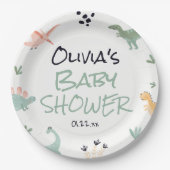 恐竜の赤ちゃんシャワーの方法の少しディノ ペーパープレート (正面)