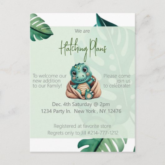恐竜の赤ちゃんシャワーはがき ポストカード (正面)