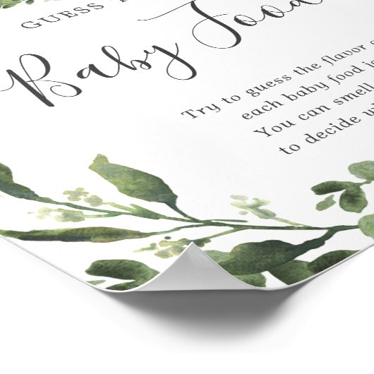 恐竜の赤ちゃんシャワーは、ベビー食品の兆候を推測 ポスター (角)