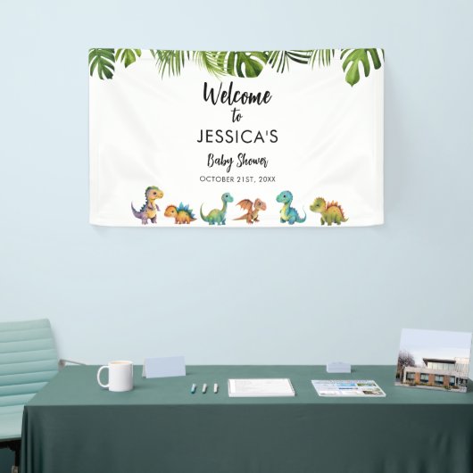 恐竜の赤ちゃんシャワーへようこそ 横断幕 (トレードショー)