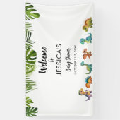 恐竜の赤ちゃんシャワーへようこそ 横断幕 (縦)