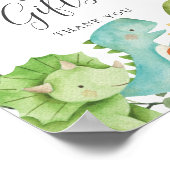 恐竜の赤ちゃんシャワーカードとギフトサイン ポスター (角)